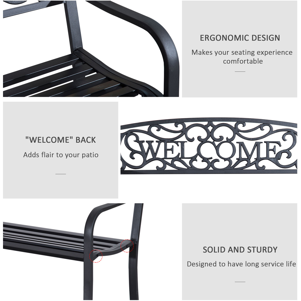 Outsunny 2 Seater Welcome Metal Bench Image 5
