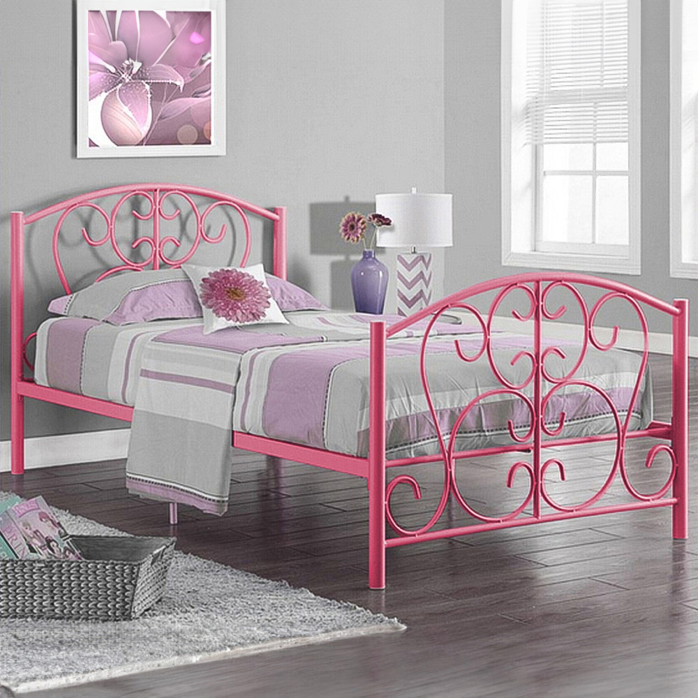 Brooklyn Single Pink Metal Bed Frame Image 1