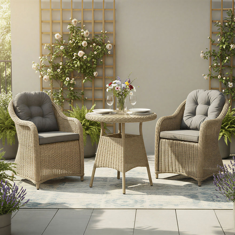 Oseasons Sicilia 2 Seater Sandy Oak Rattan Bistro Set Image 4
