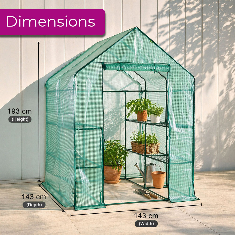 Neo 8 Shelf Green PVC 4.7 x 4.7ft Walk-In Greenhouse Image 8