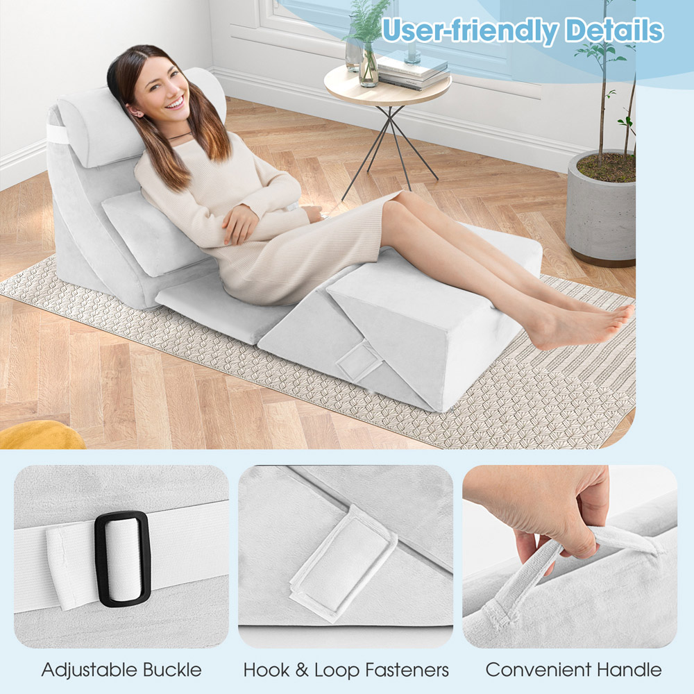 Costway White Adjustable Memory Foam Support Pillow Set 7 Piece Image 5