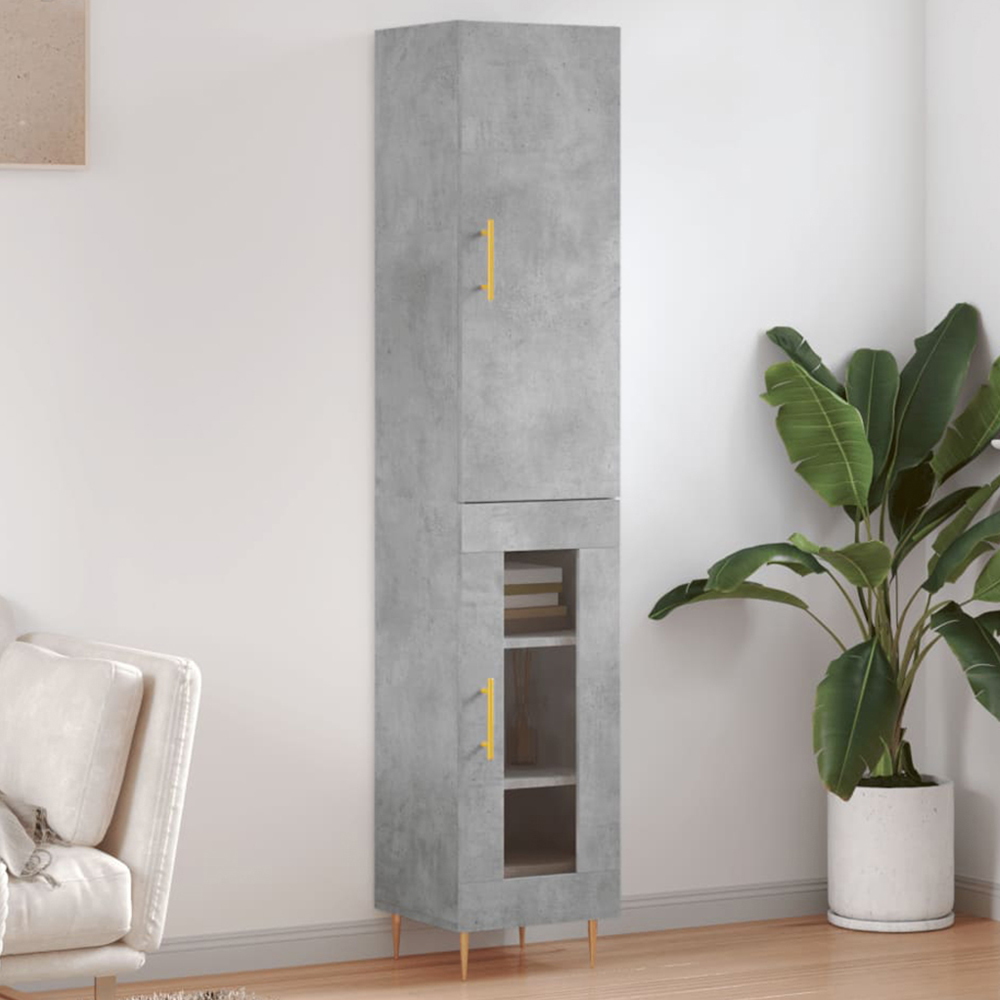 vidaXL 2 Door Concrete Grey Highboard Image 1