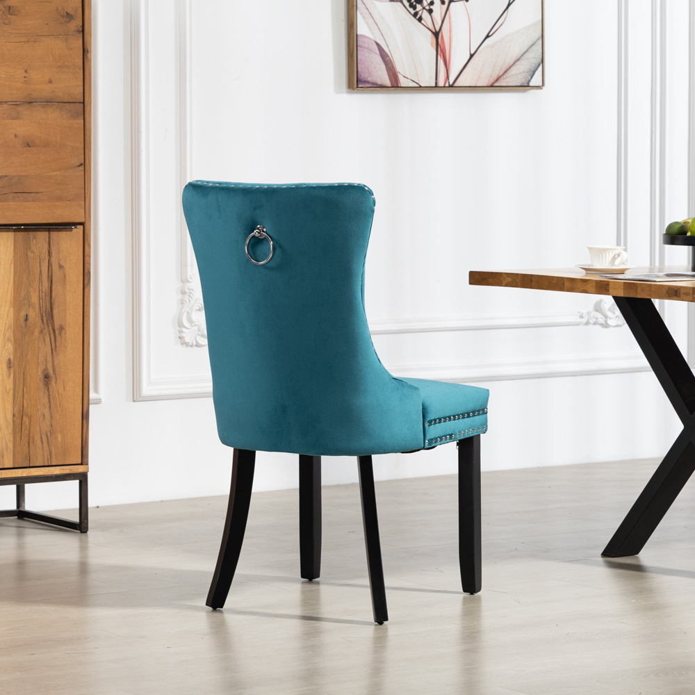 Artemis Home Ceres Set of 2 Teal Velvet Fabric Dining Chair Image 4