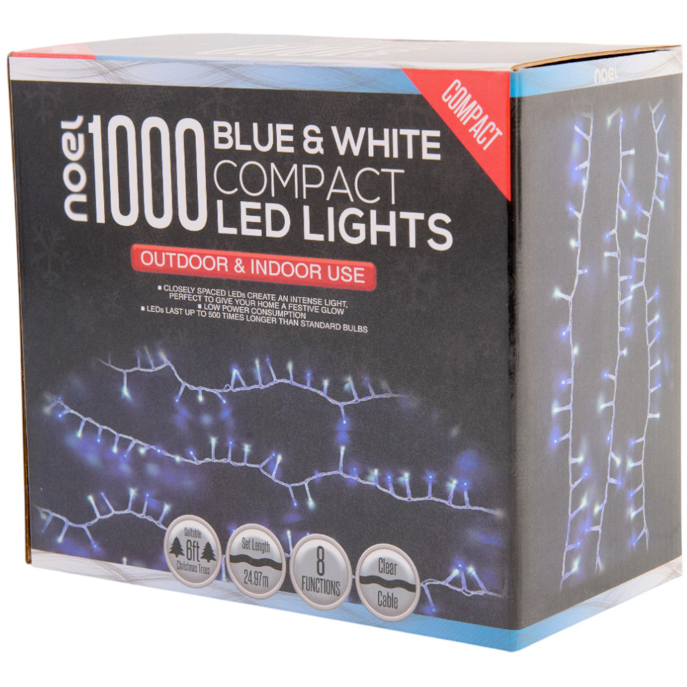 noel 1000 Blue and White LED Compact String Lights Image 3