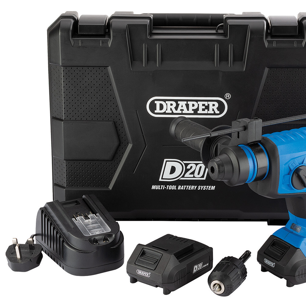 Draper D20 20V Brushless SDS Plus Rotary Hammer Drill with Batteries and Charger Image 2