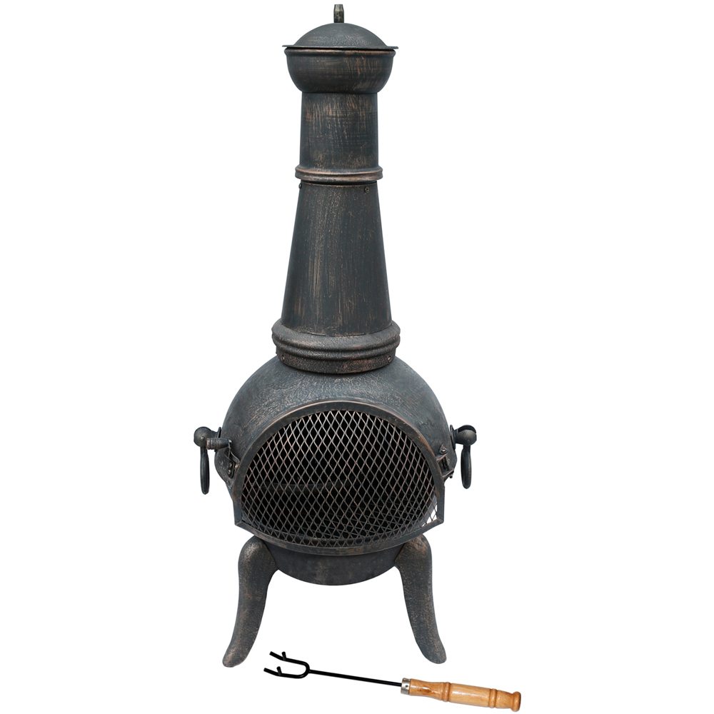 Charles Bentley Snug Seville 120cm Black Extra-Large Open Bowl Mesh Cast Iron and Steel Chiminea Image 3