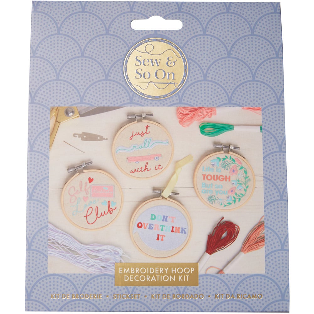 Sew & So On Multicoloured Slogans Embroidery Hoop Decorations Set Image 5