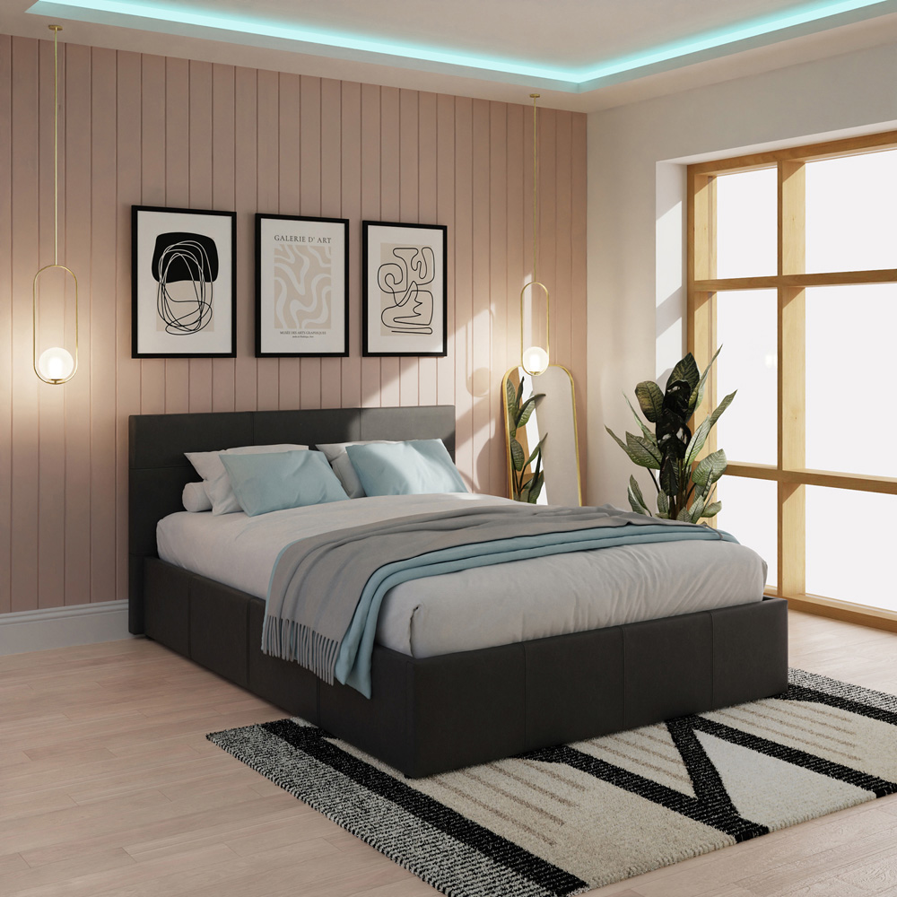 GFW Double Black Faux Leather End Lift Ottoman Bed with Bonnell Mattress Image 8