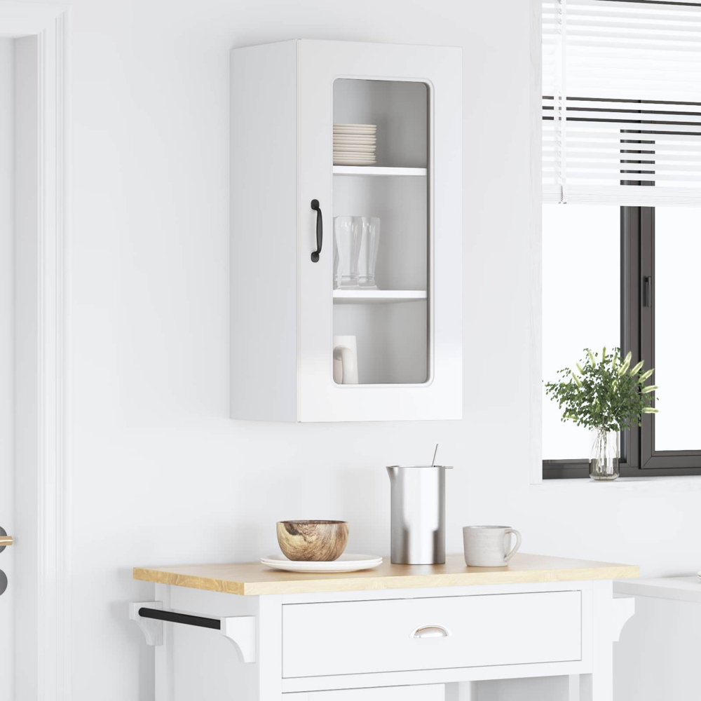 vidaXL Kalmar Single Door High Gloss White Wall Kitchen Cabinet Image 9
