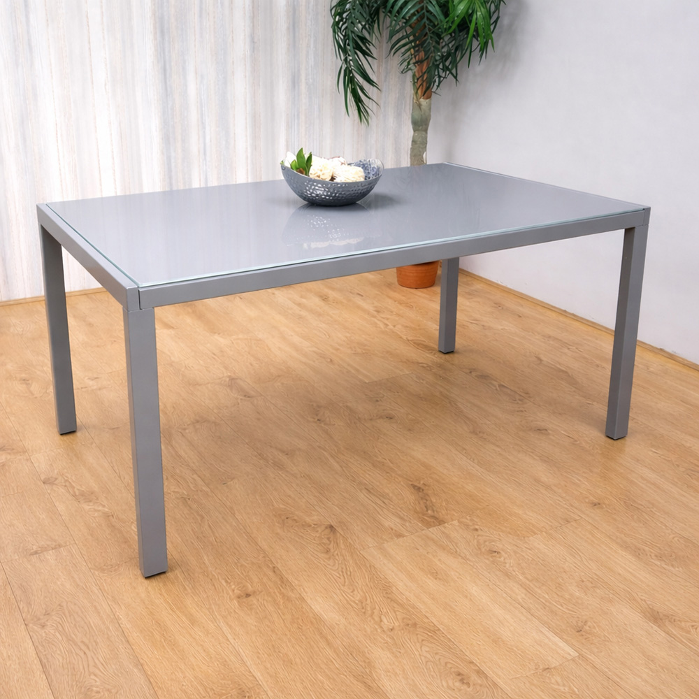 Kosy Koala 4 Seater Glass Faux Leather Gem Pattern Dining Set Grey Image 4