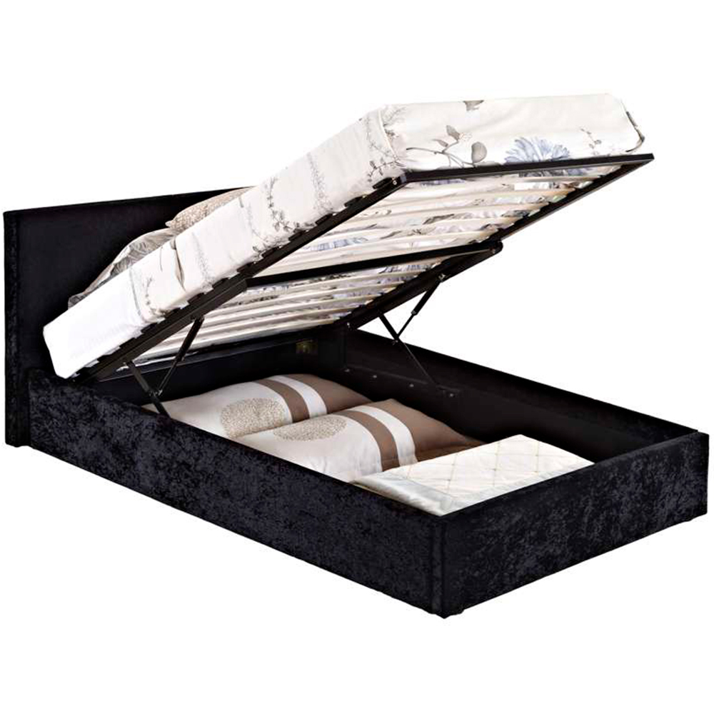 Berlin Double Black Crushed Velvet Ottoman Bed Image 5