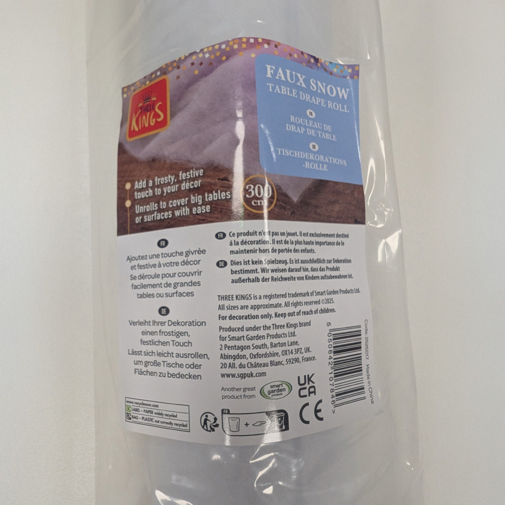 Samuel Alexander White Christmas Faux Snow Effect Blanket Roll 3m Image 4