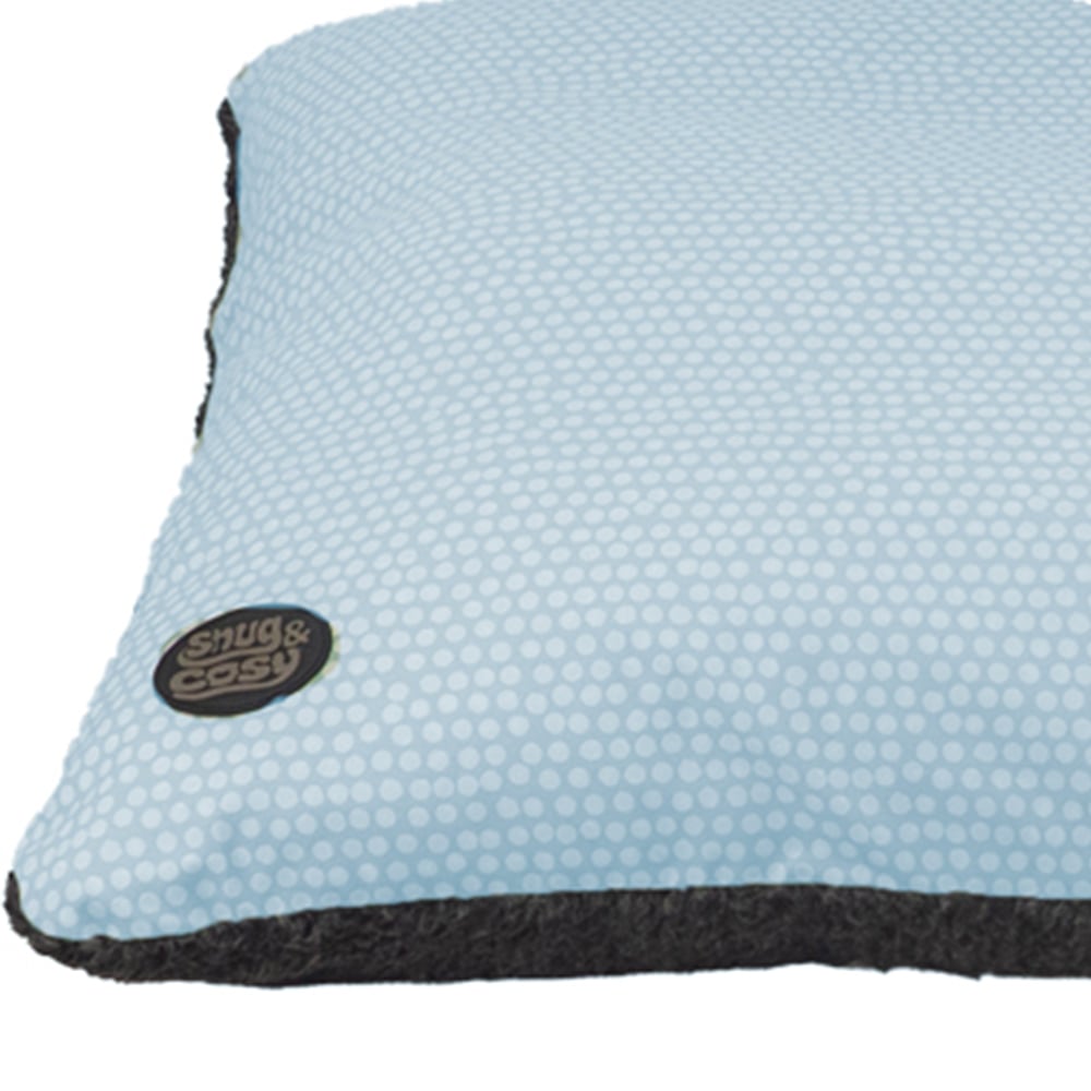 Snug & Cosy Medium Light Blue Polka Dot Dog Lounger Bed Image 3