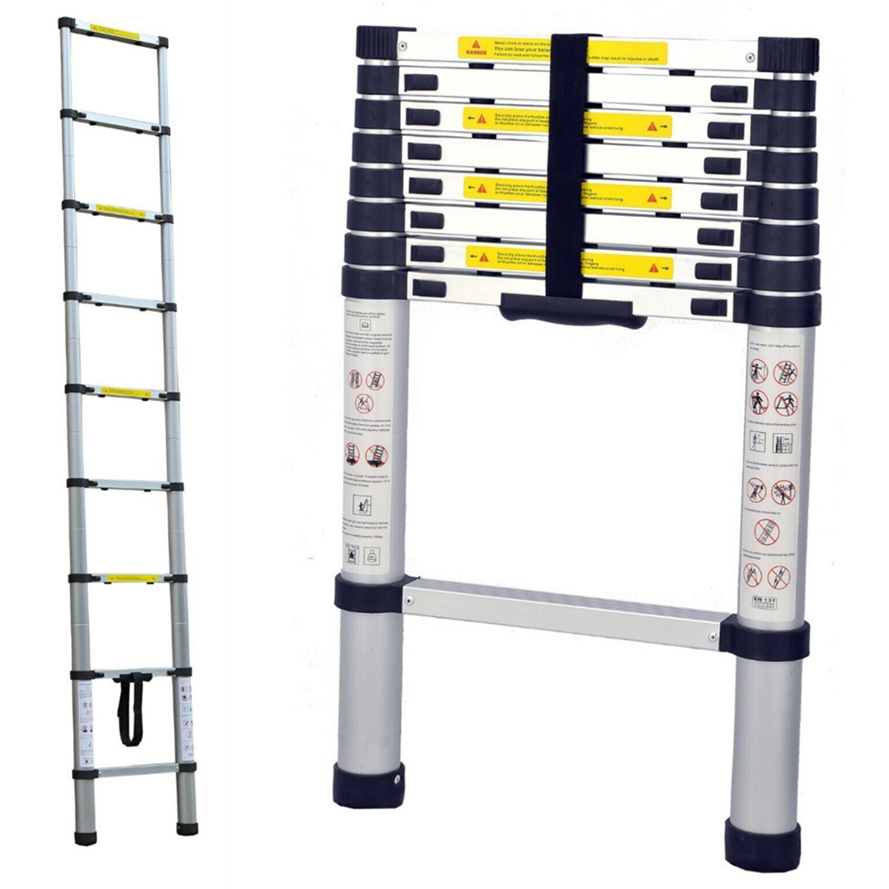 Alivio Silver Telescopic Ladder 3.8m Image 1