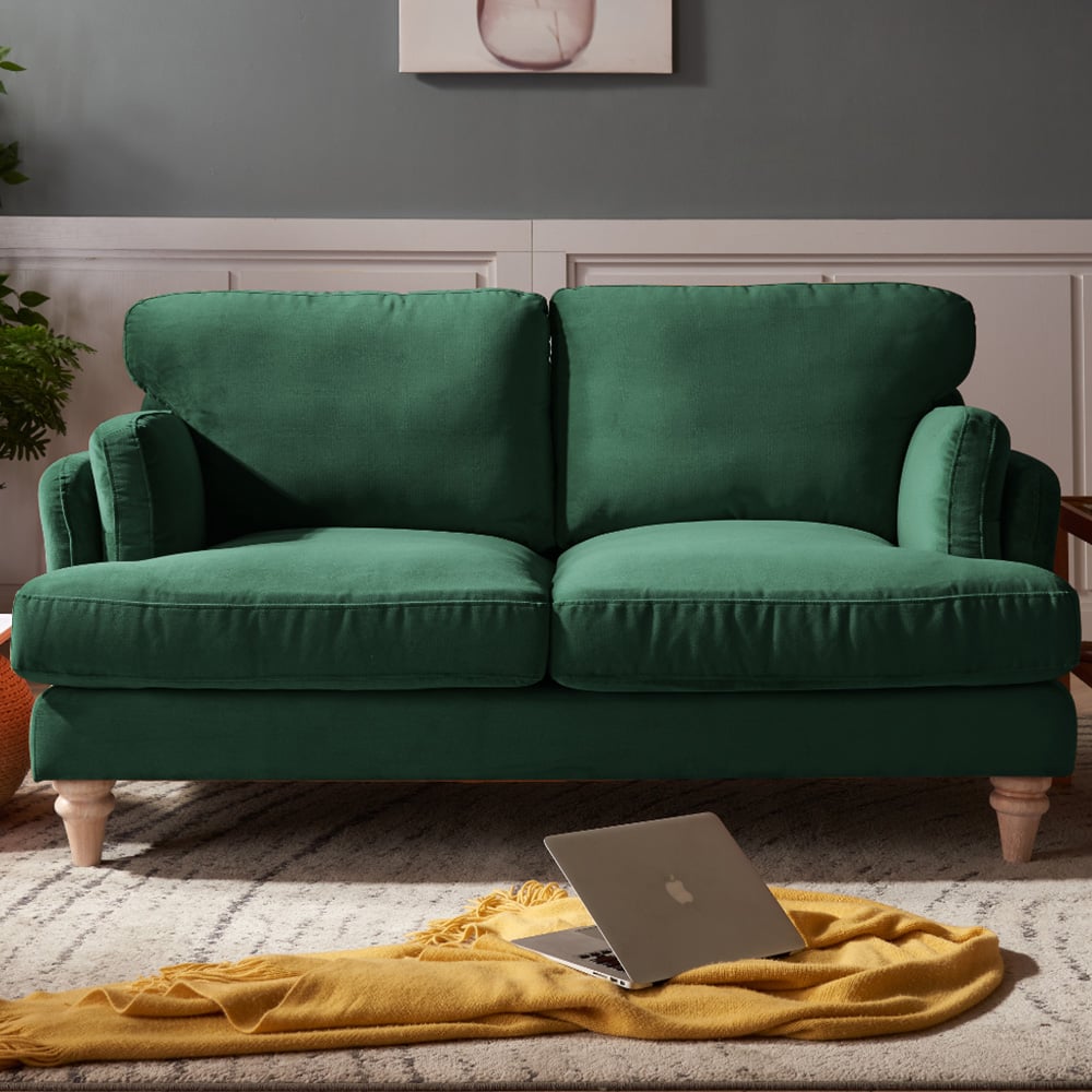 Home Detail Regent 2 Seater Dark Green Velvet Sofa Image 1