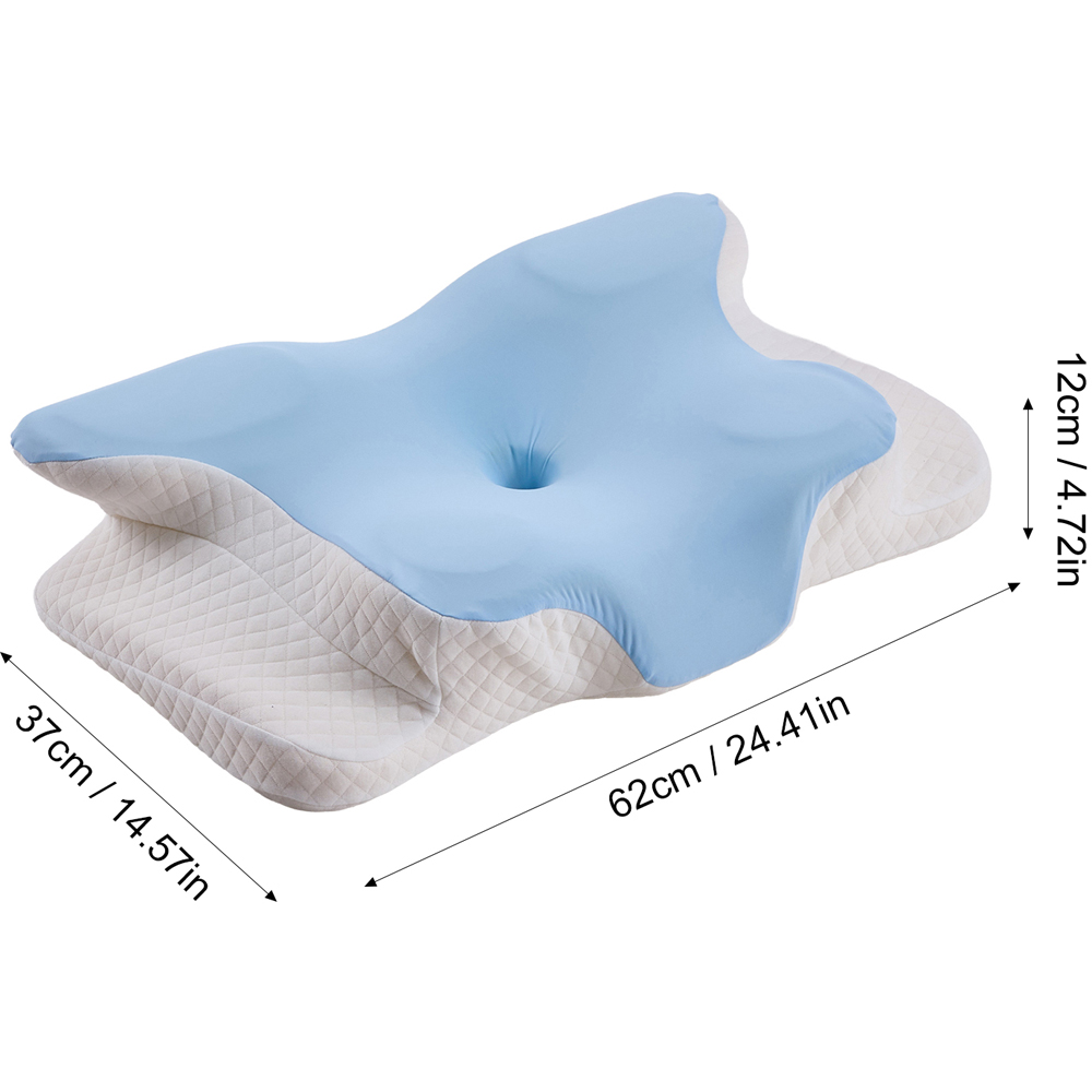 Living and Home Blue and White Butterfly Memory Foam Pillow 62 x 37cm Image 8