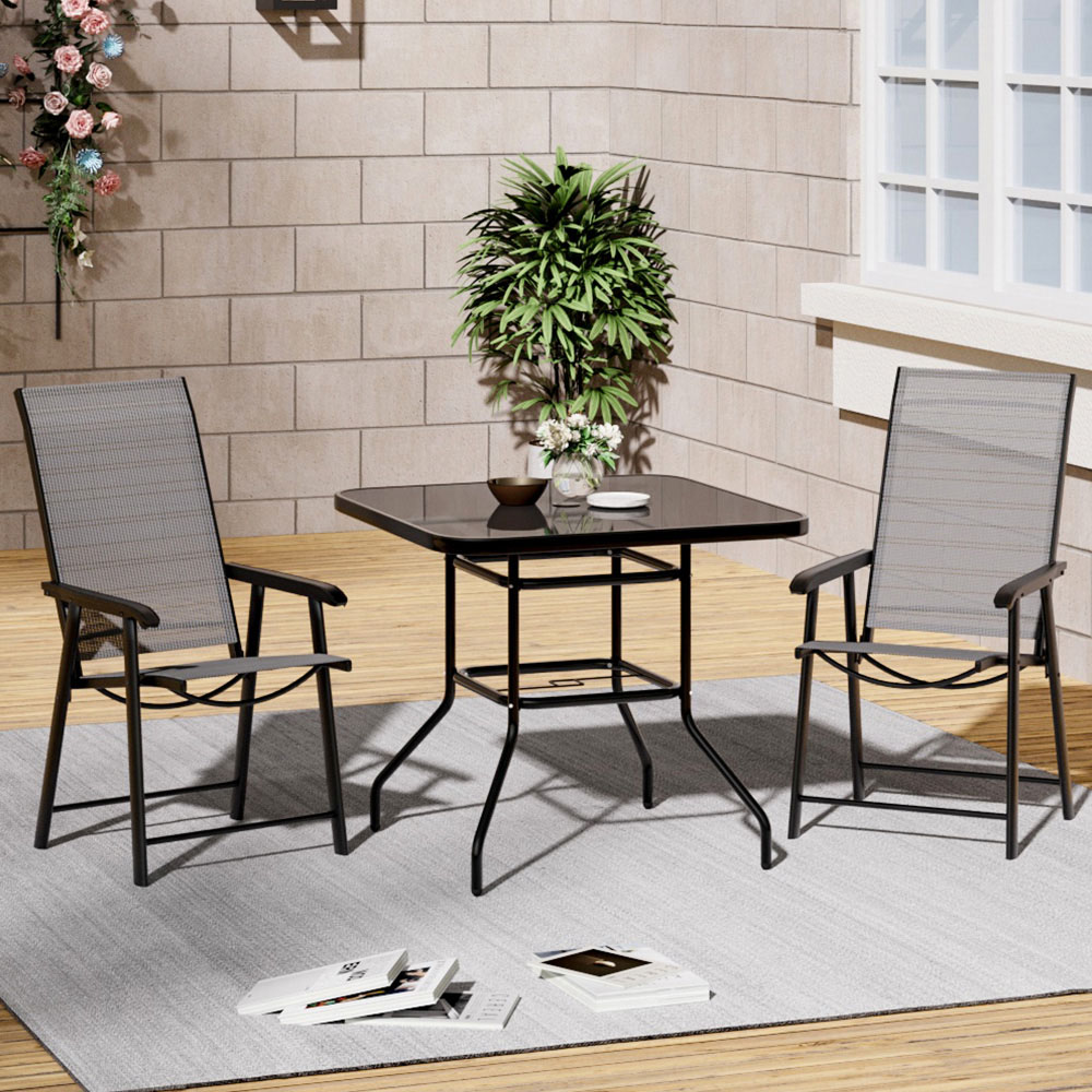 Living and Home Foldable 2 Seater Black Square Patio Set Image 7