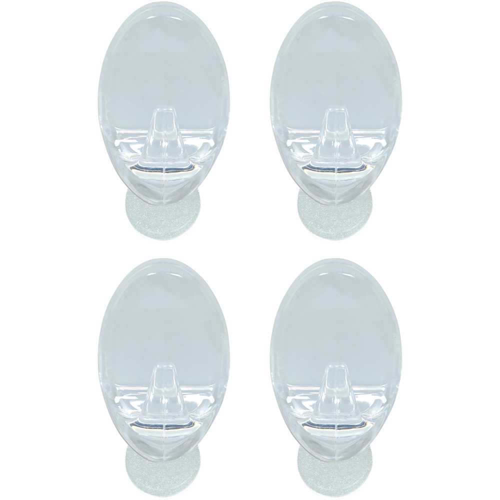 St Helens Oval Shape Reusable Plastic Self Adhesive Hook 4 Pack Image 1