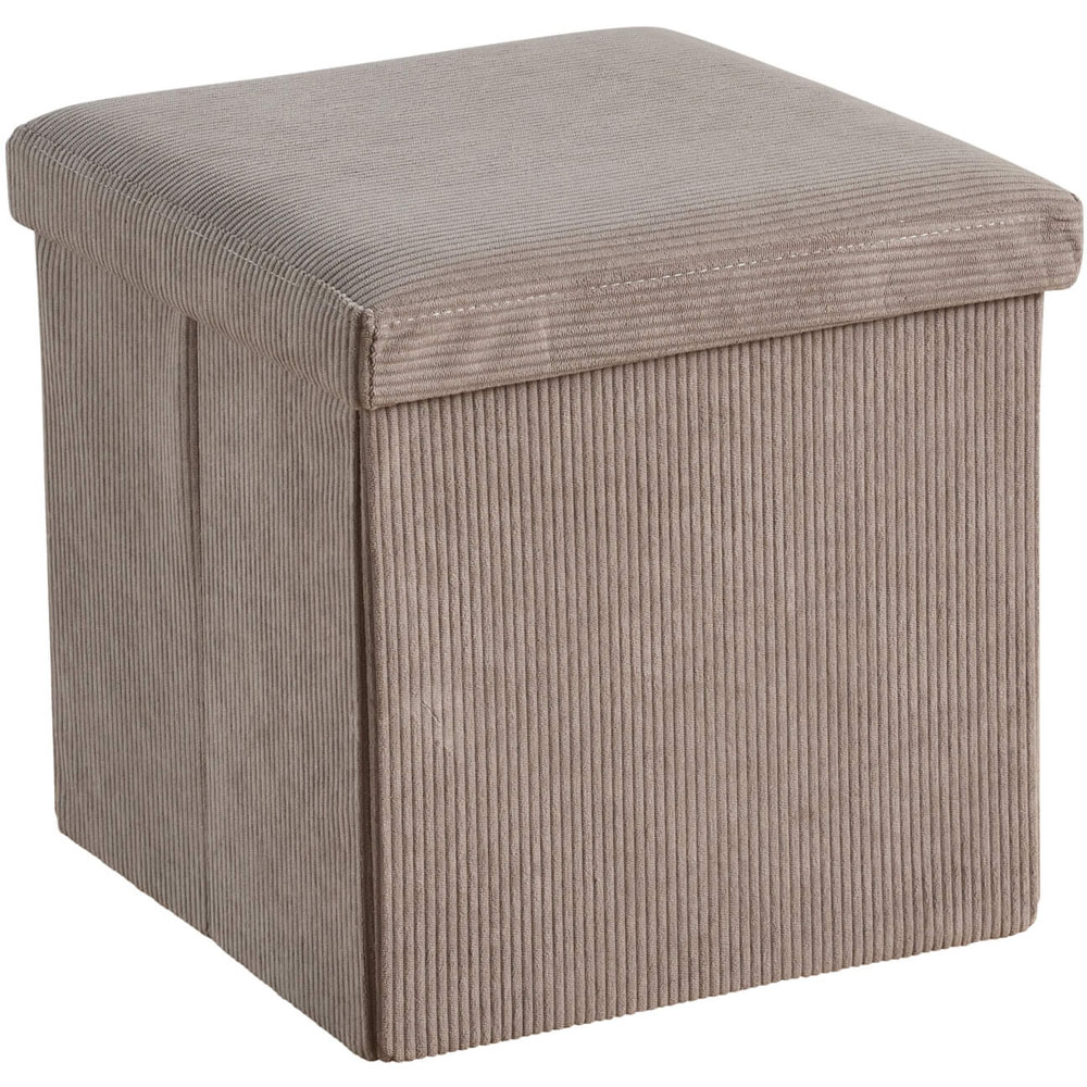 Home Source Grey Corduroy Upholstered Folding Ottoman Image 2