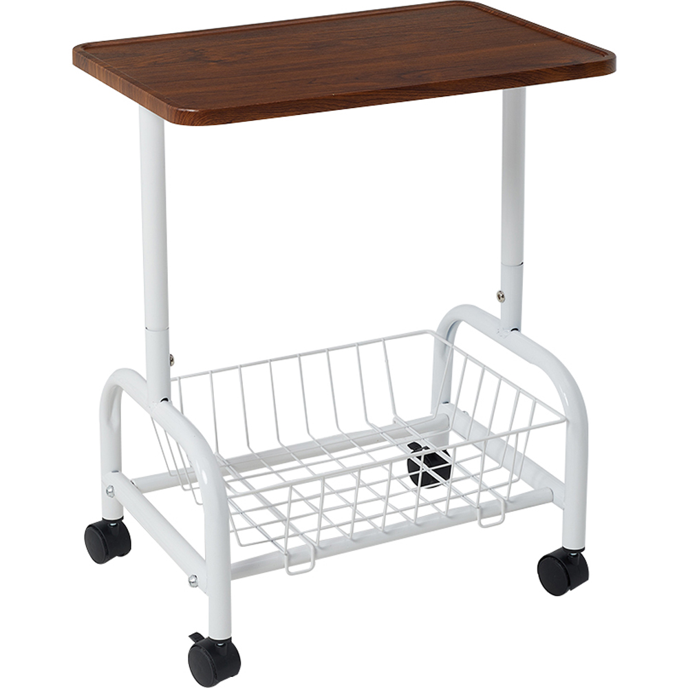 Living and Home Walnut and White Side Table with Basket Image 3