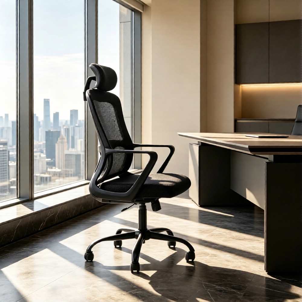 Living and Home Black Mesh Reclining Office Chair Image 8