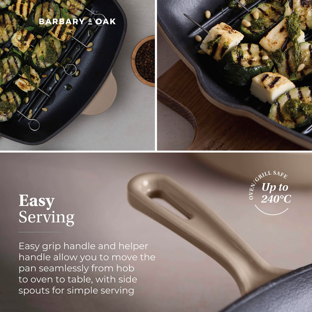 Barbary & Oak Nattura 28cm Cashmere Cast Iron Grill Pan Image 6