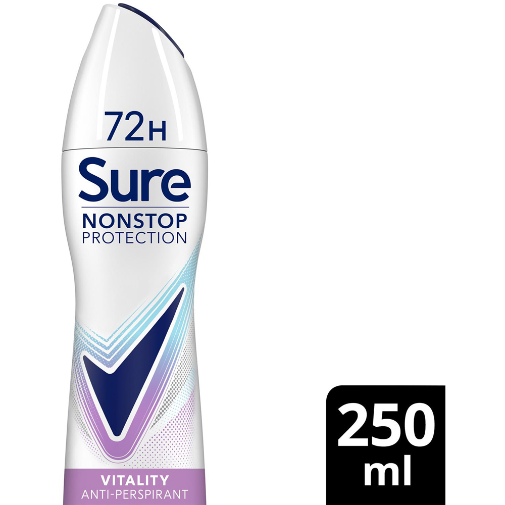 Sure Women 72H Non-Stop Protection Anti-Perspirant Vitality Deodorant Spray 250ml 12 Pack Image 3