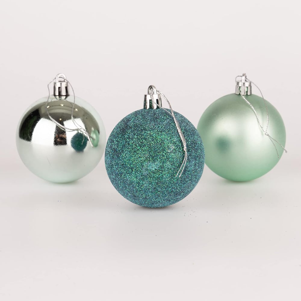 Shatchi 5cm Turquoise Shatterproof Christmas Bauble 24 Pack Image 4