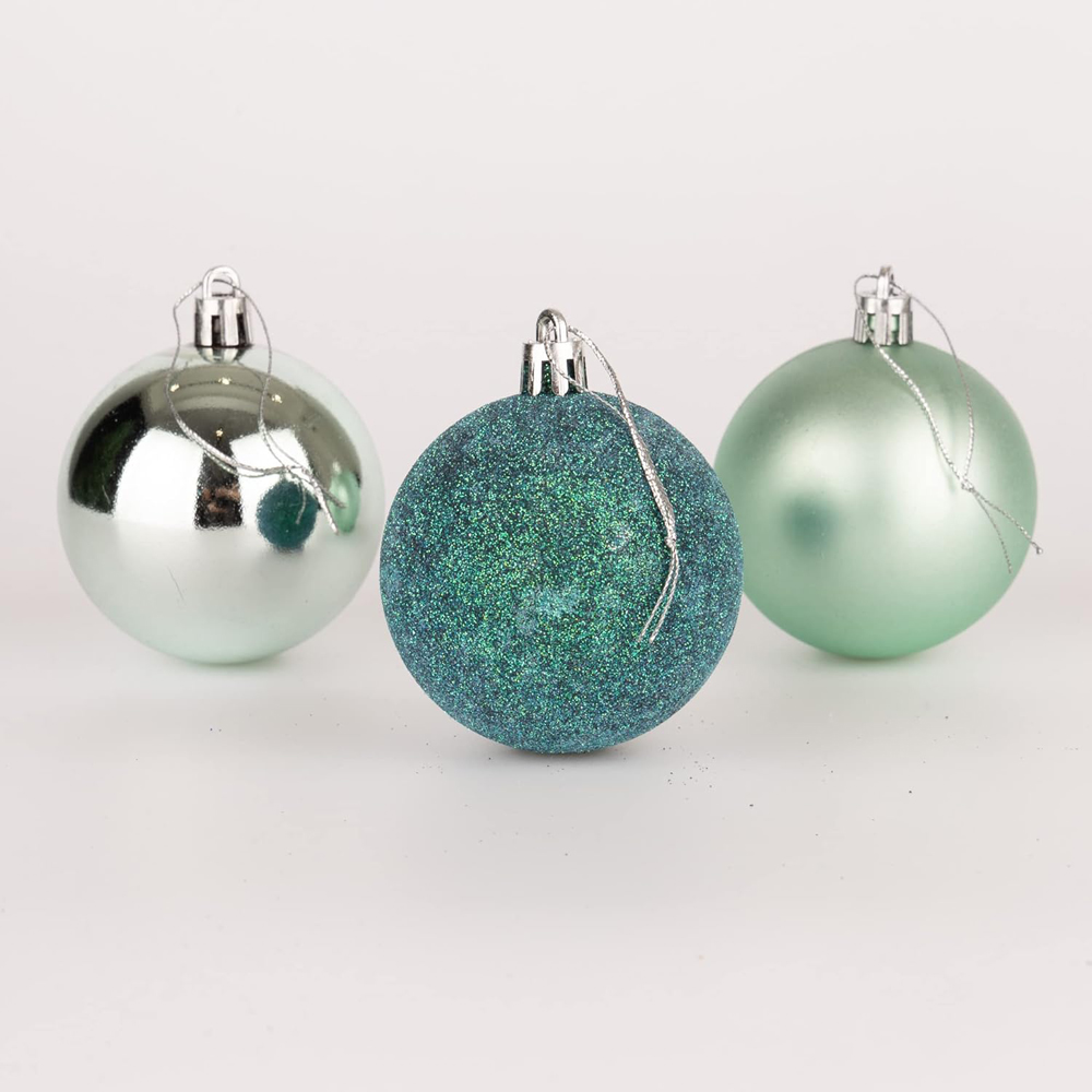 Shatchi 5cm Turquoise Shatterproof Christmas Baubles 12 Pack Image 4