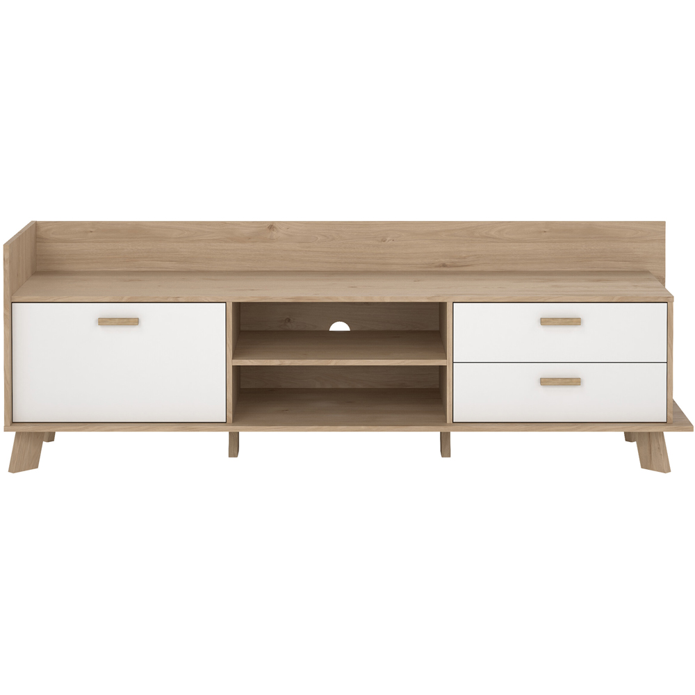 Furniture To Go Ikast Single Door 2 Drawer White and Brown TV Unit Image 3
