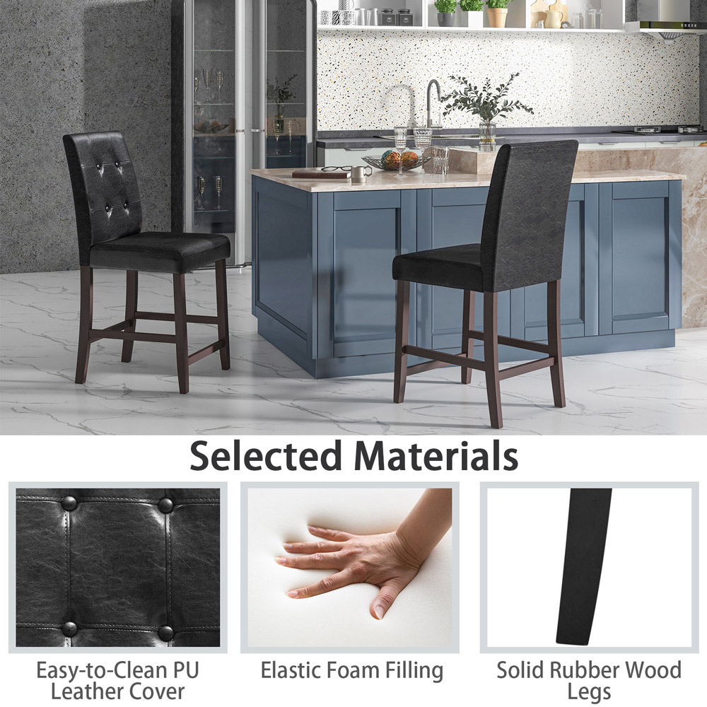 Costway Padded Bar Stool Set of 2 Image 5
