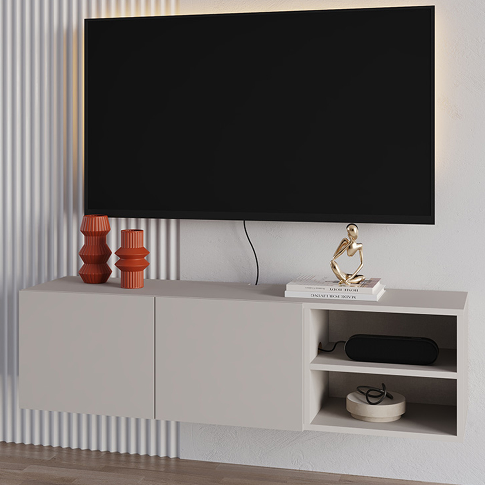 Decortie Conrad 2 Door 2 Shelf Sandstone TV Unit Image 1