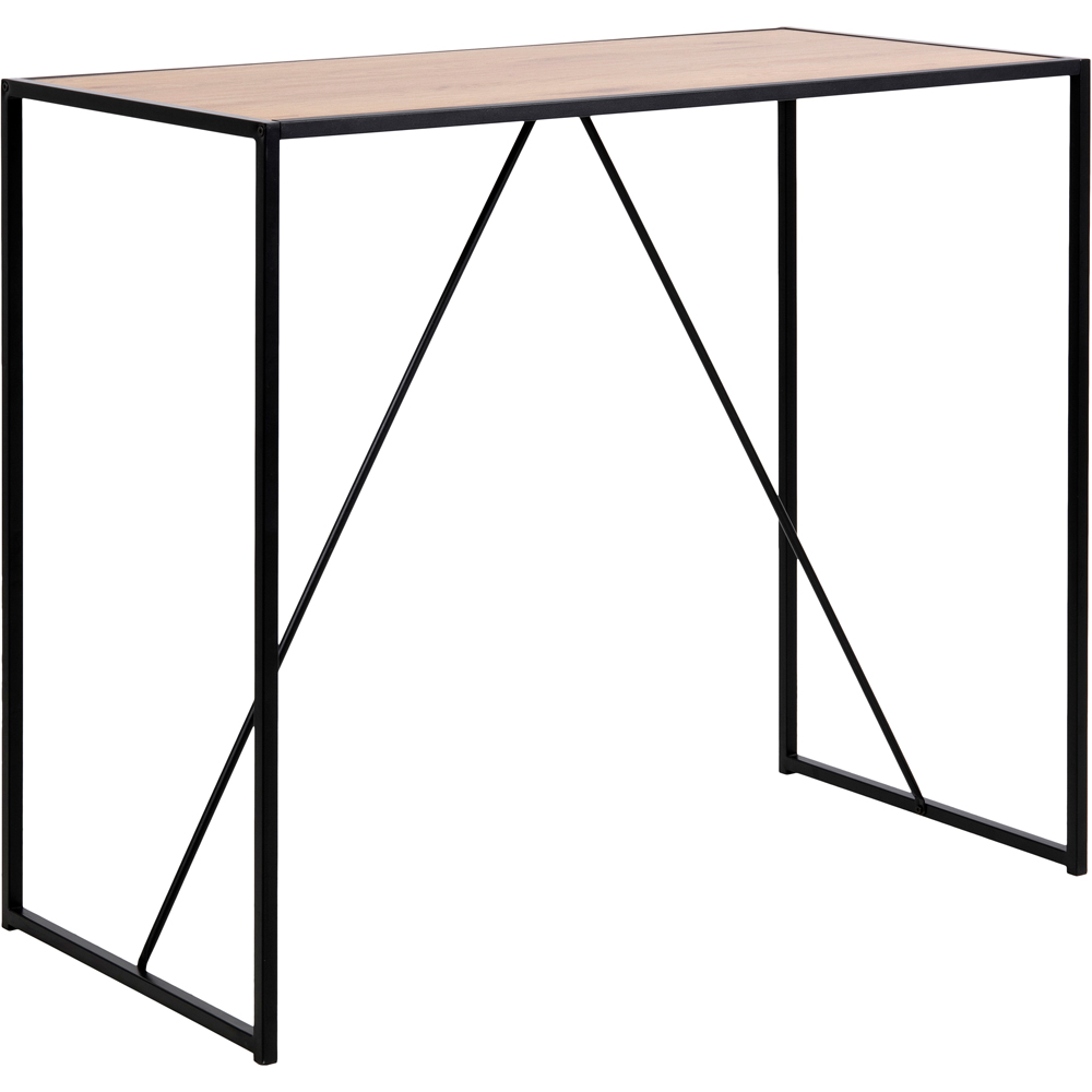 Florence Seaford Oak Top Black Metal Bar Table Image 2