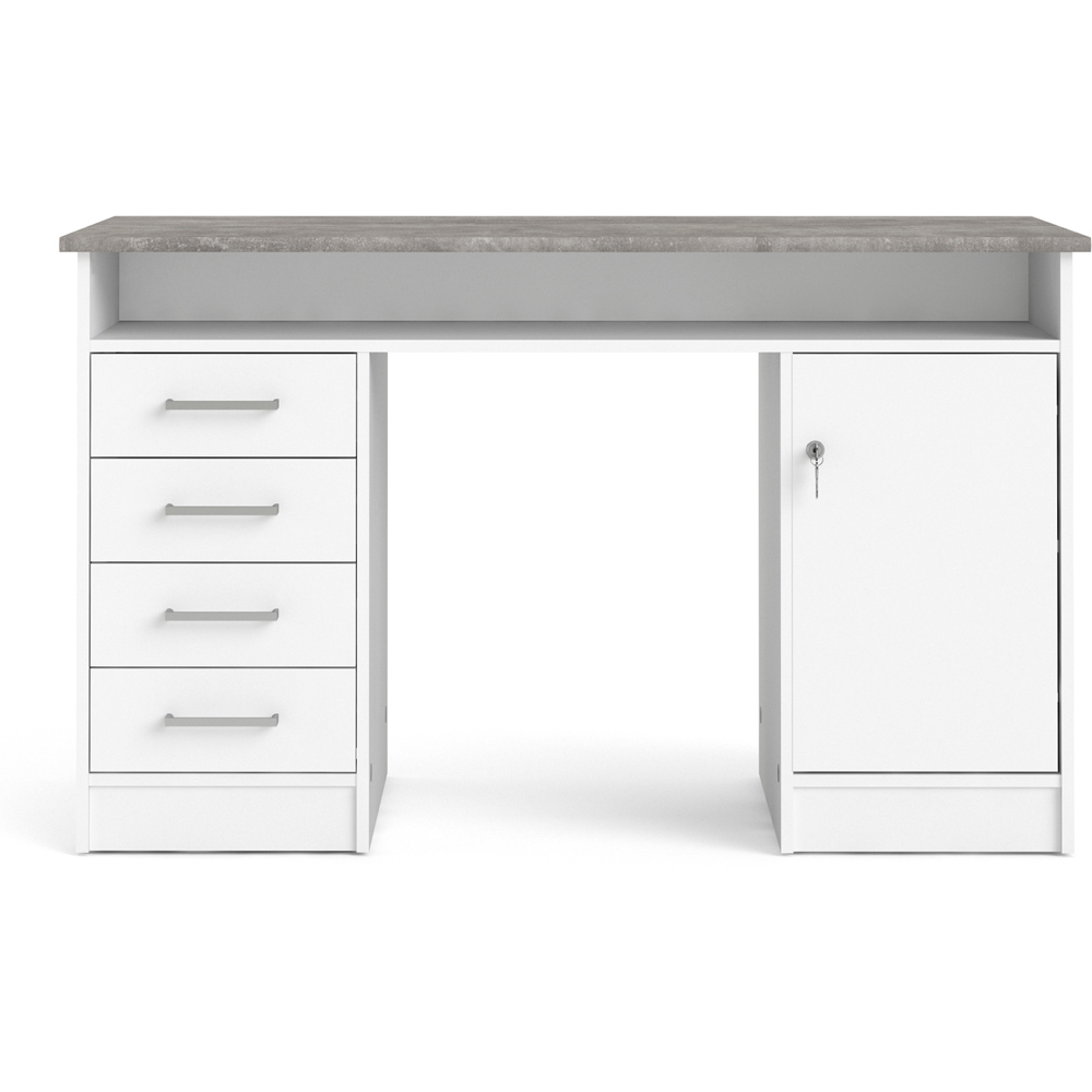 Florence Function Plus Single Door 4 Drawer Desk White and Grey Image 3