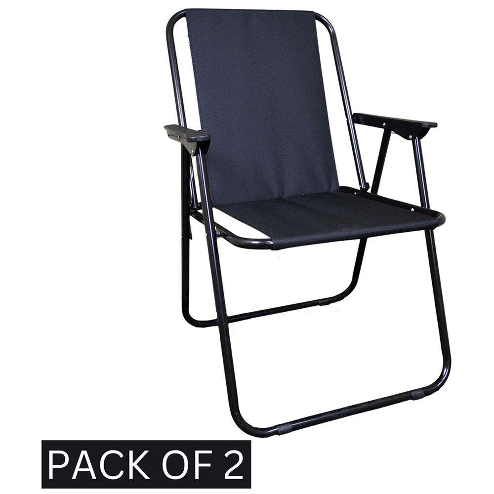Samuel Alexander Black Folding Canvas Camping Chair Set of 2 Image 1