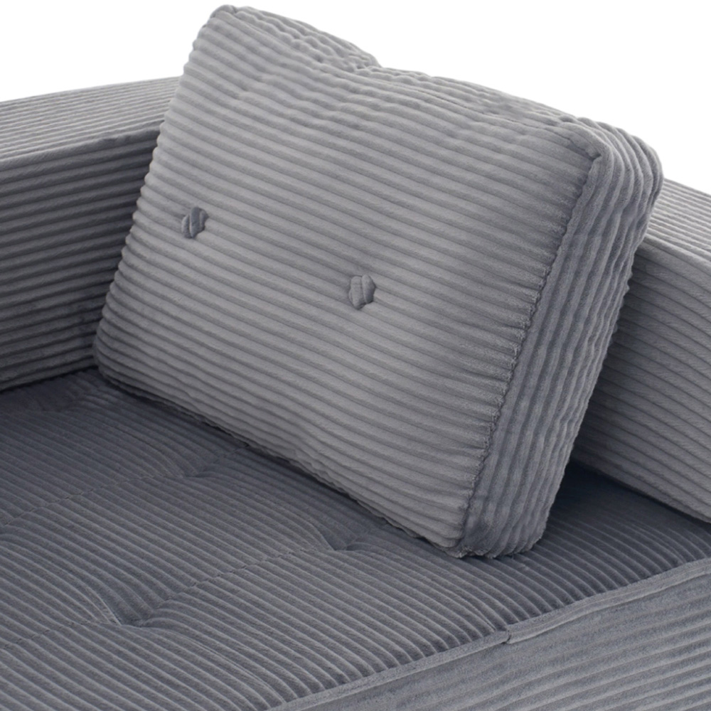 Living and Home Single Seater Grey Foldable Corduroy Upholstered Sofa Bed Image 4
