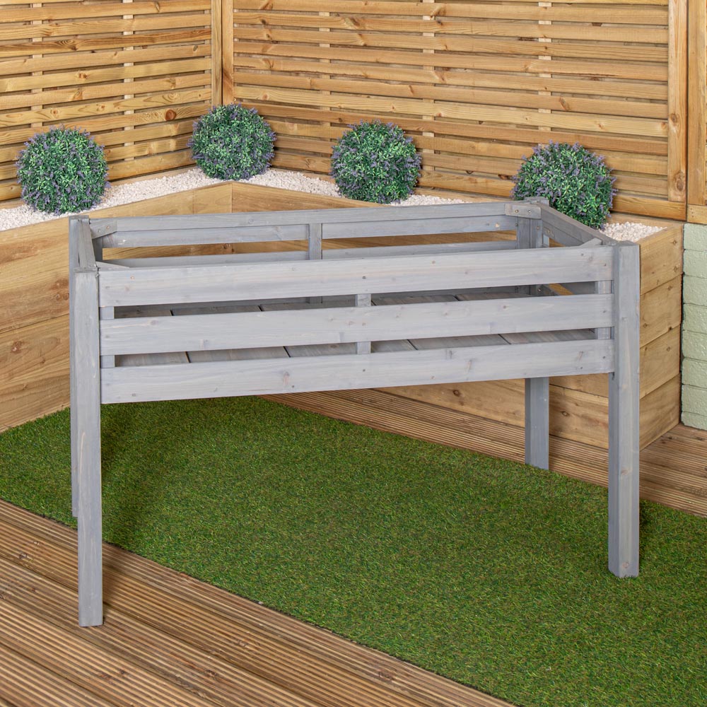 Samuel Alexander Grey Large Raised Wooden Garden Bed Planter 75 x 123cm Image 2