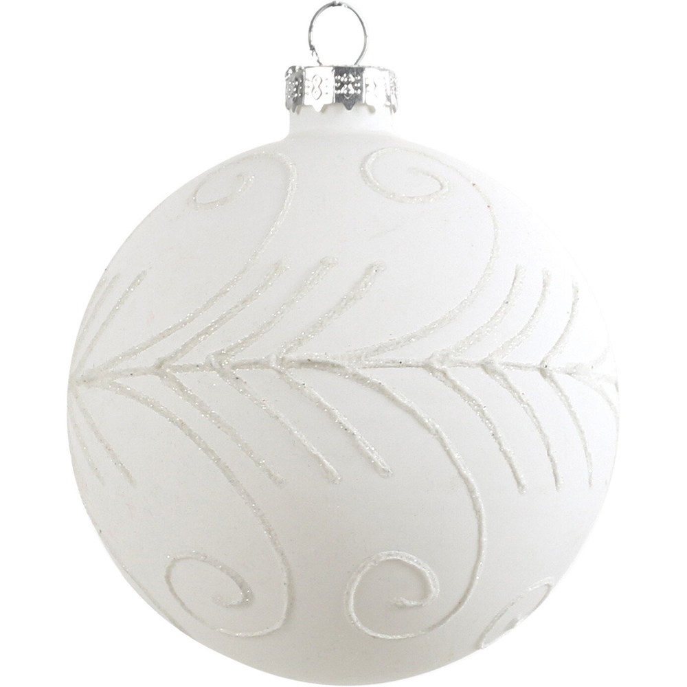 Matte Glitter Design Bauble - White Image 3
