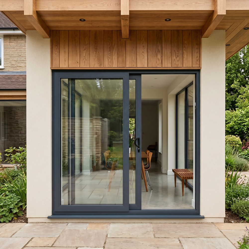 Crystal uPVC Sliding Patio Right to Left Grey White Clear Glass 1490x2090mm Image 2