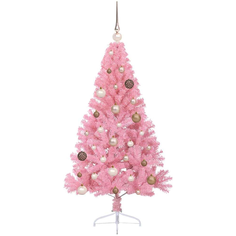 vidaXL Pre-Lit Rose Gold Baubles Pink Artificial Christmas Tree 5ft Image 4