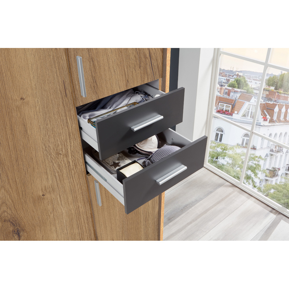 TJ'S New York 7 Door 4 Drawer Graphite Wardrobe with Mirror Image 4