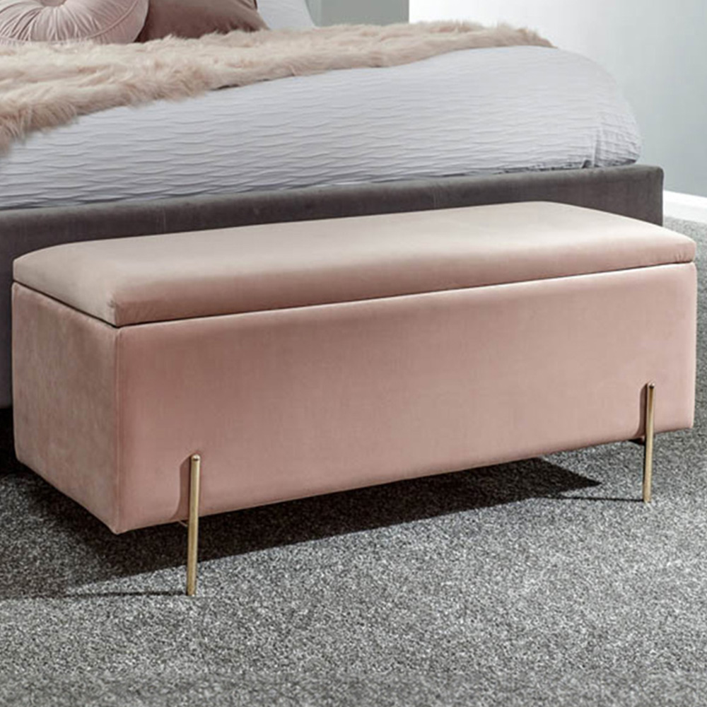 GFW Mystica Blush Pink Ottoman Storage Bench Image 1