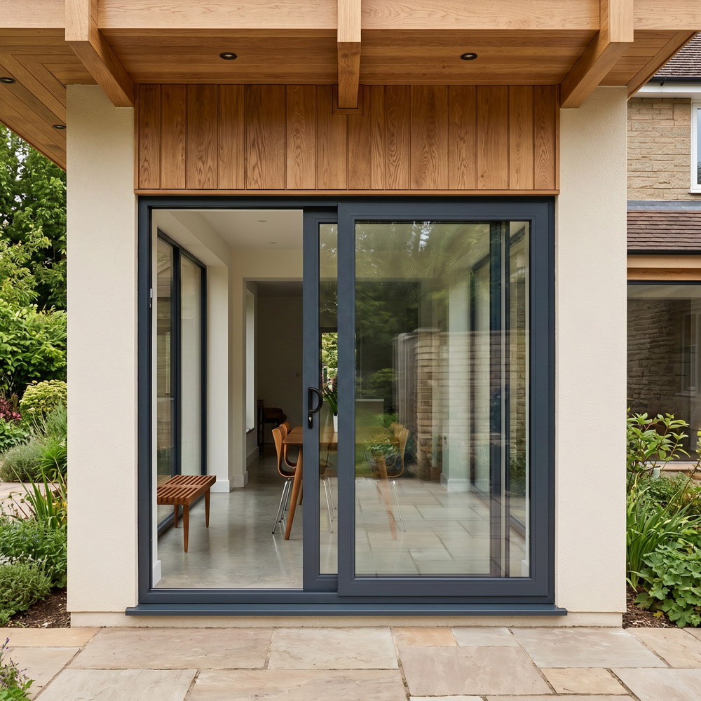 Crystal uPVC Sliding Patio Left to Right Grey White Clear Glass 1790x2090mm Image 2