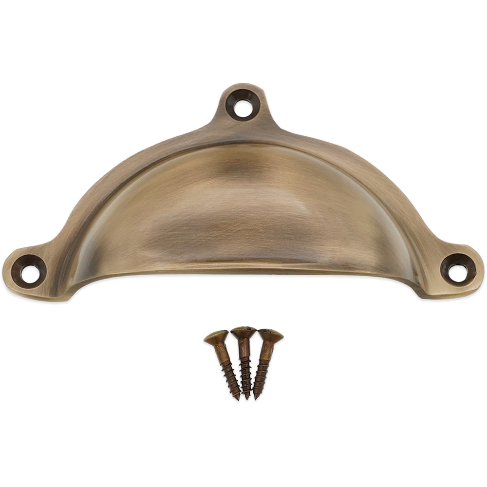 Spira Brass Cottage Antique Brass Cup Pull Drawer Handle Image 4