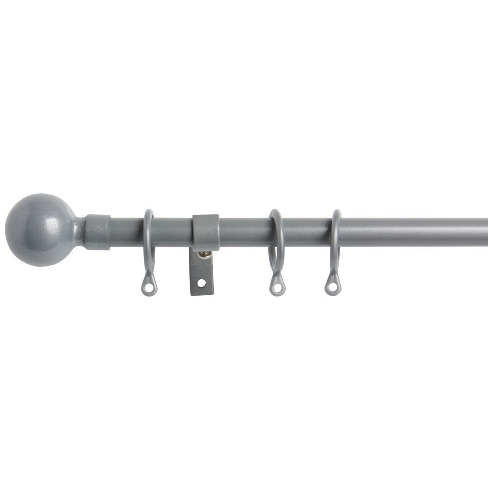 Wilko 120 - 210cm Extendable Silver Ball Curtain Pole Image 1