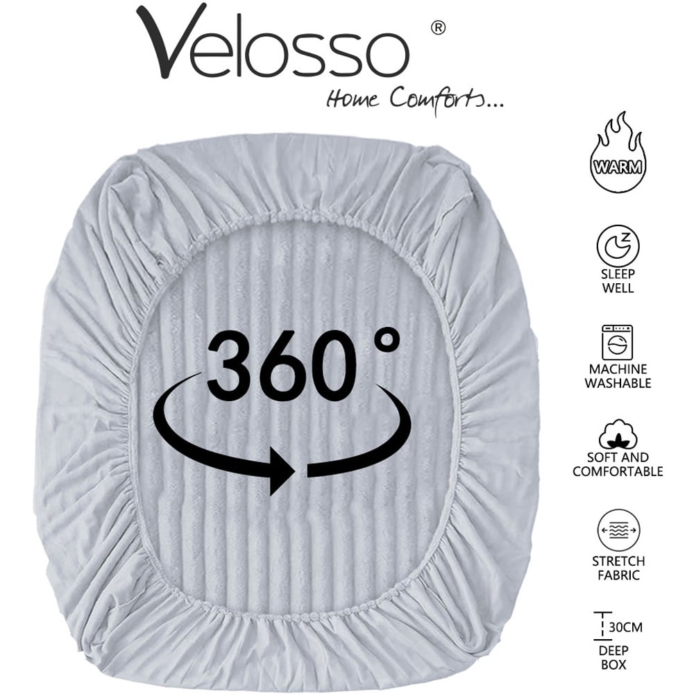 Velosso Single Silver Jumbo Cord Fitted Bed Sheet Image 4