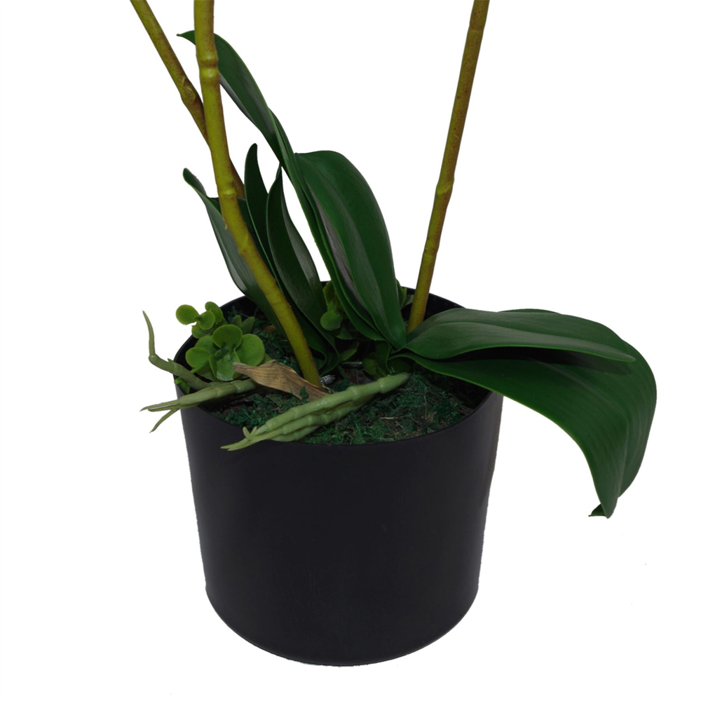 Leaf Soft White Orchid 3 Stems Artificial Plant Pot 65cm Image 2