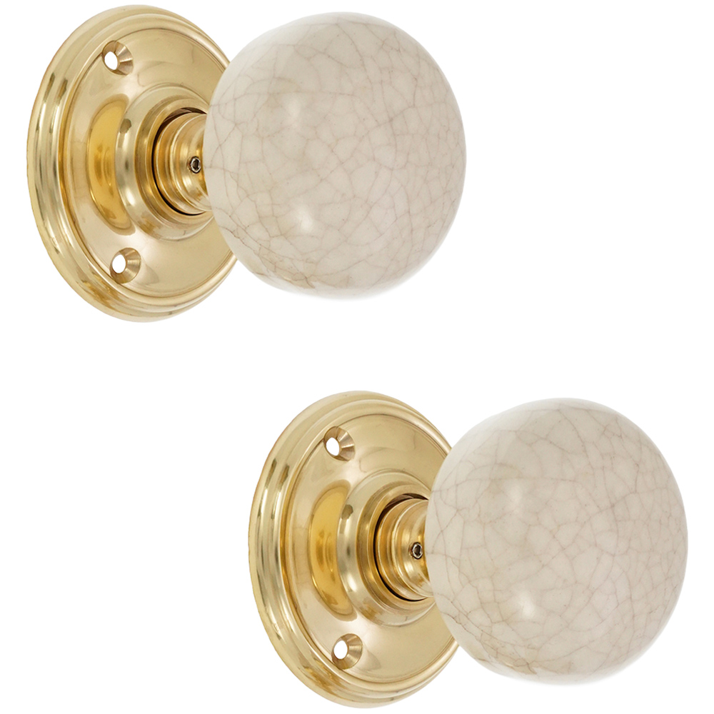 Spira Brass Polished Brass Ceramic Mortice Door Knob 2 Pack Image 1