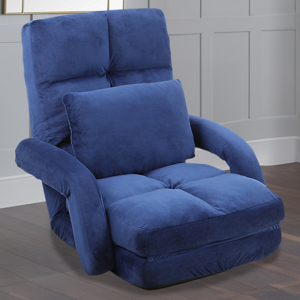 Furniture One 4 in 1 Blue Foldable Floor Chair with Pillow Image 1