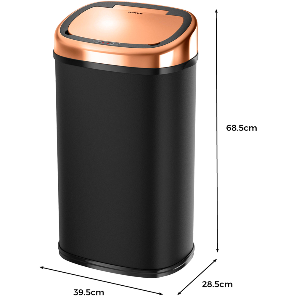 Tower Black and Rose Gold Square Sensor Bin 58L Image 9